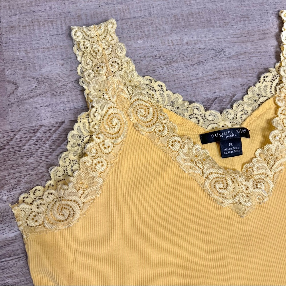 August Silk Yellow Camisole with Lace Trim Y2K feminine layering top - Picture 8 of 8
